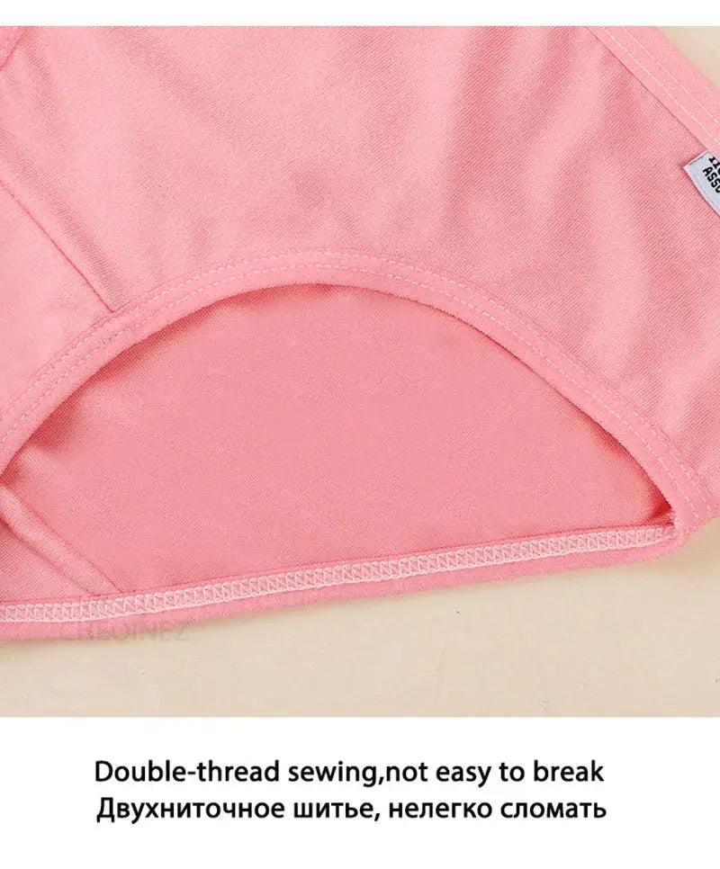Pink cotton women's underwear brief by Simples Market; breathable soft fabric with double-stitched hems
