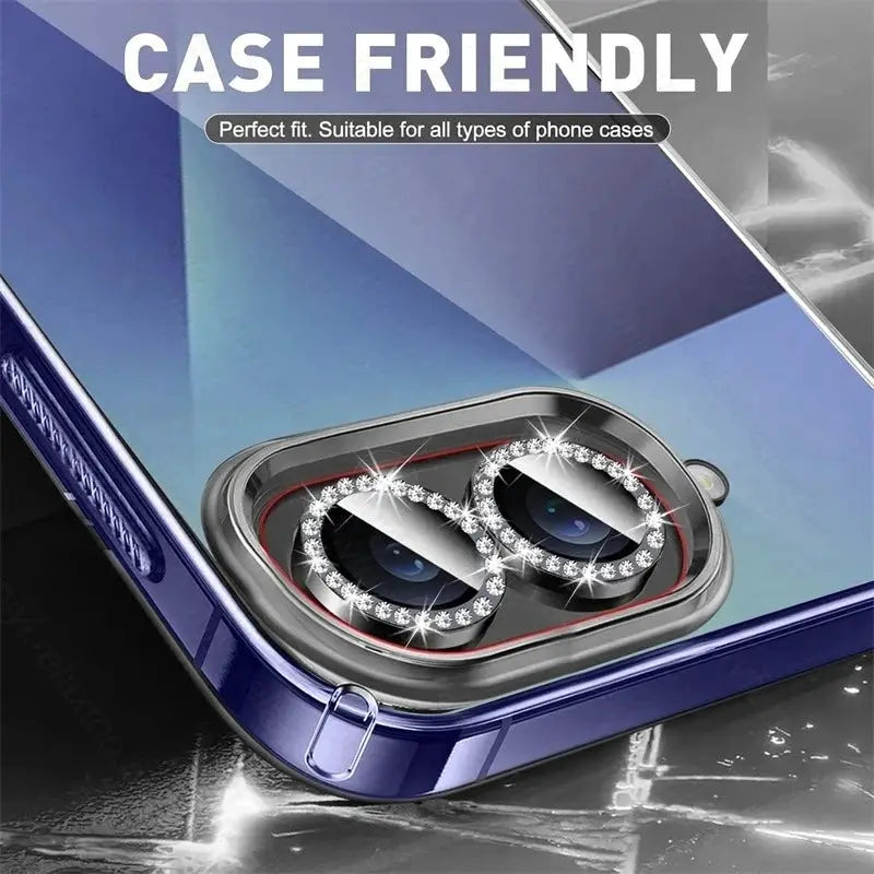 Camera lens protector with crystal diamond ring for Samsung Galaxy Z Flip7, case-friendly.
