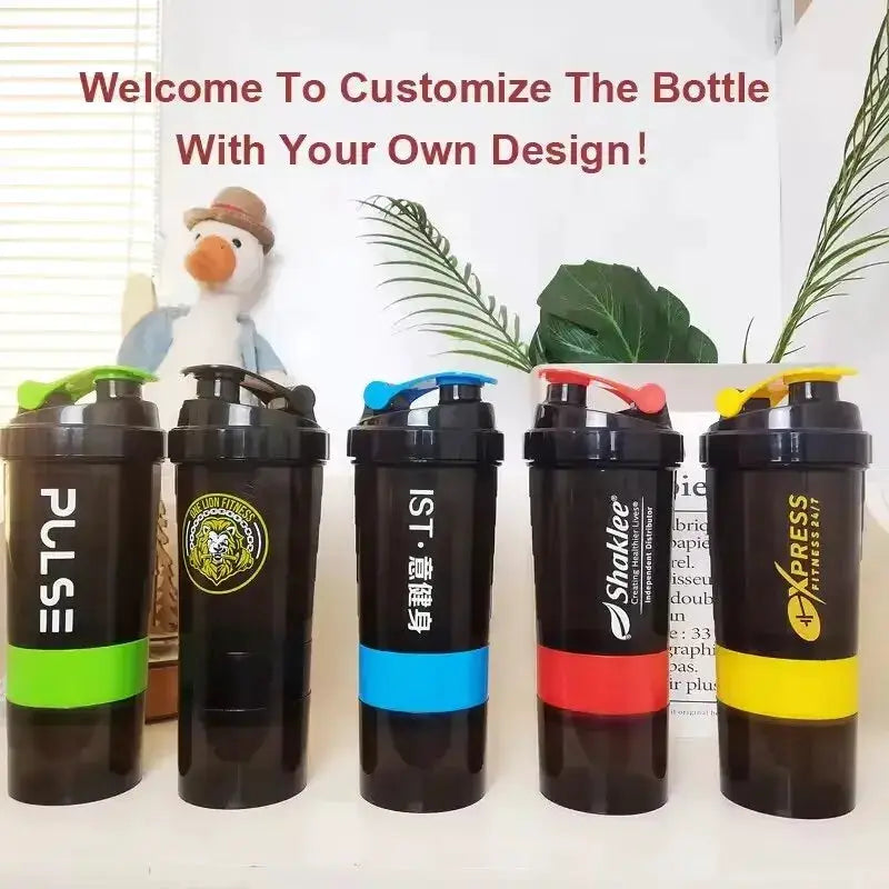 3 Layer Shake Cup Protein Powder Stirring Cup Fitness Bottle Large Capacity Gift