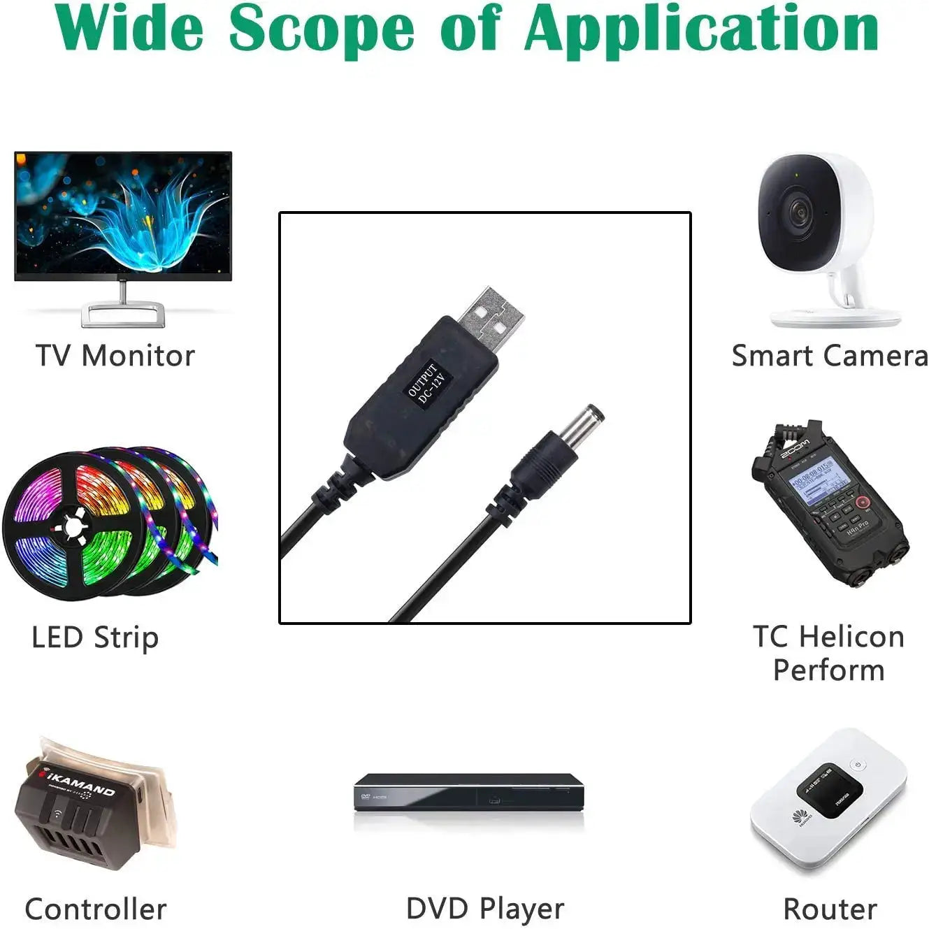 USB 5V to 12V 9V Power Boost Module Converter 5.5 x 2.1mm DC Plug Cable for Router Modem Fan