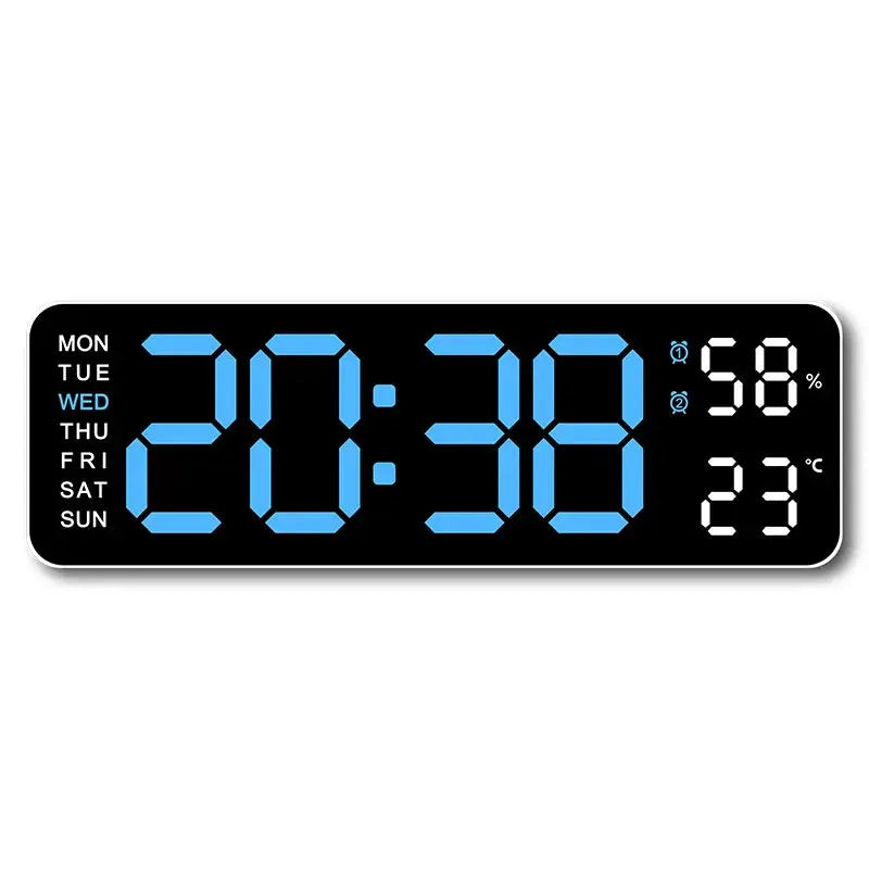9-inch digital wall clock by Simples Market; USB powered LED display with week, temperature and humidity
