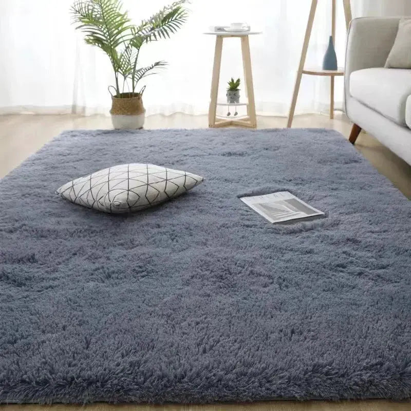 VIKAMA blue-gray shaggy area rug for bedroom and living room, soft plush carpet