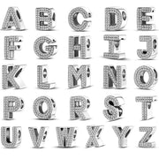 26 Alphabet Beads A To Z 925 Sterling Silver Love Charm Fit Original Bangle Charms Bracelet CZ Zircon Jewelry