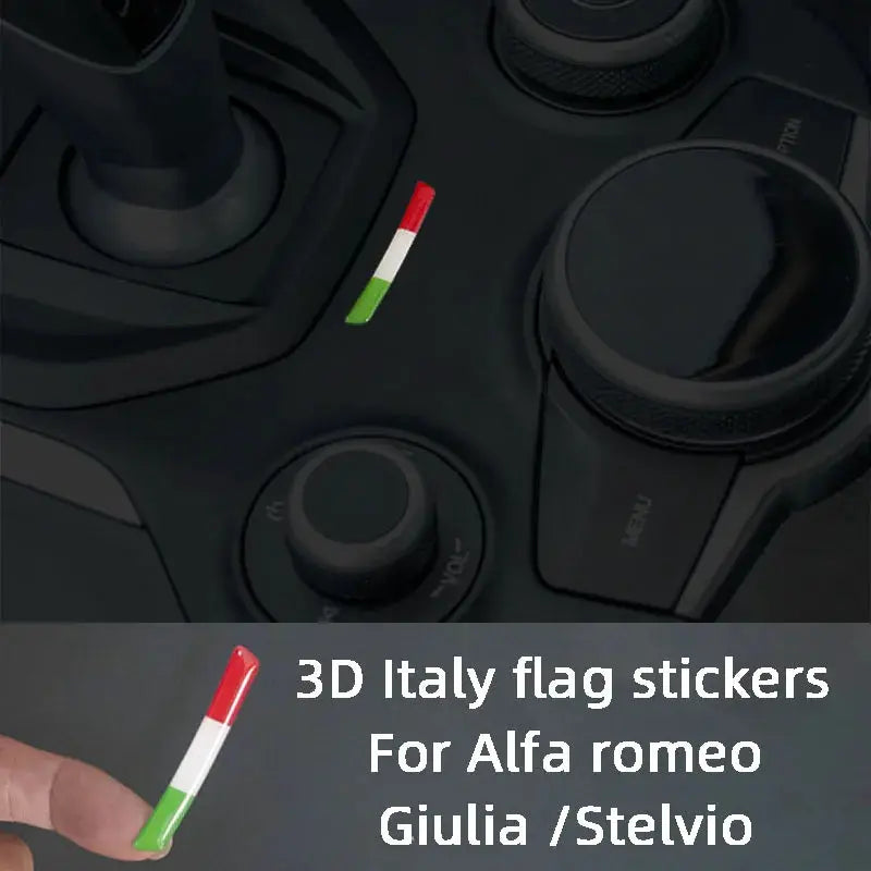 Gear shift panel 3D Italy flag sticker for Alfa Romeo Giulia/Stelvio interior trim by Simples Market
