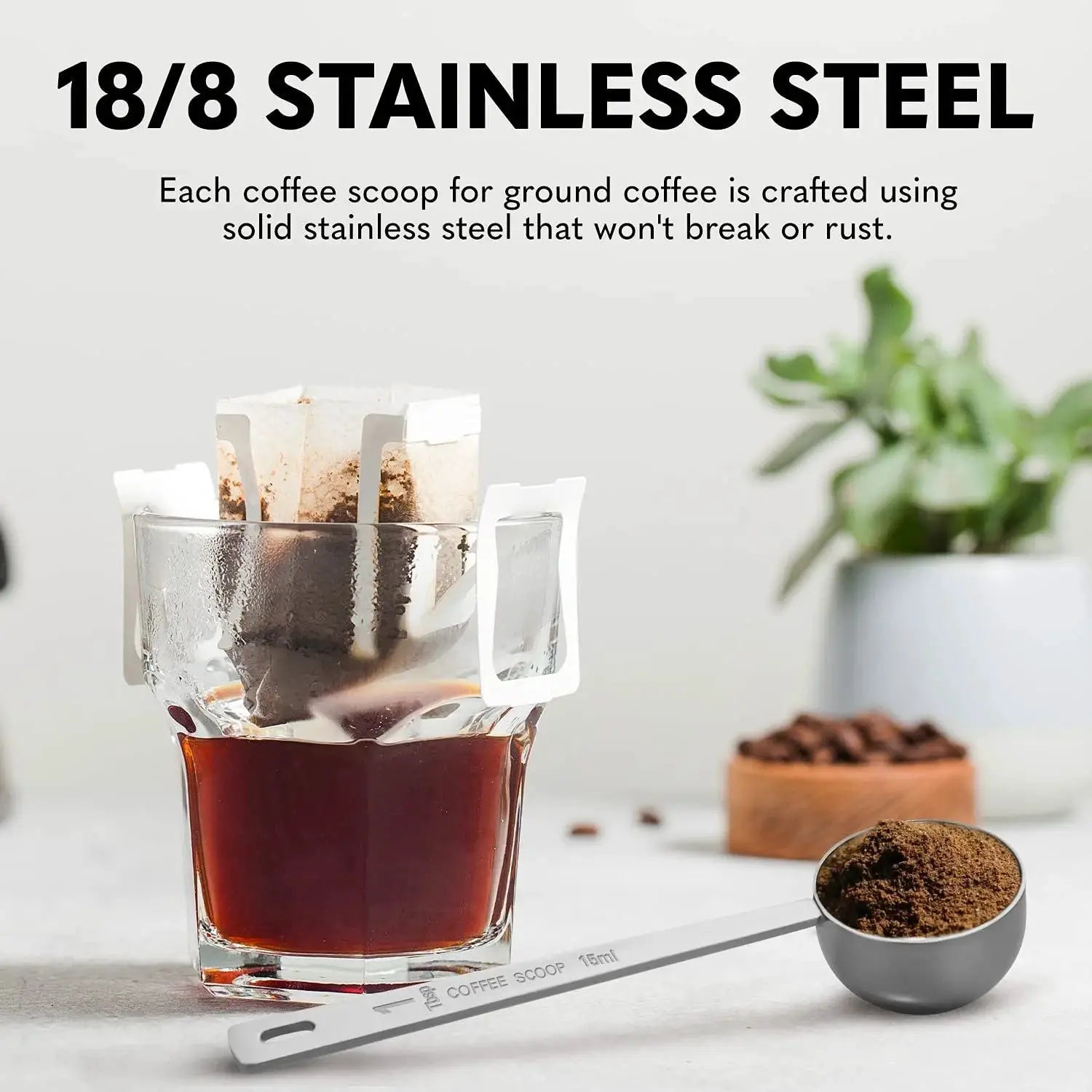 ProLine Stainless Steel Coffee Bean Scoop 15 Ml And 30 Ml Precise Measuring Spoon With Clear Volume Markings