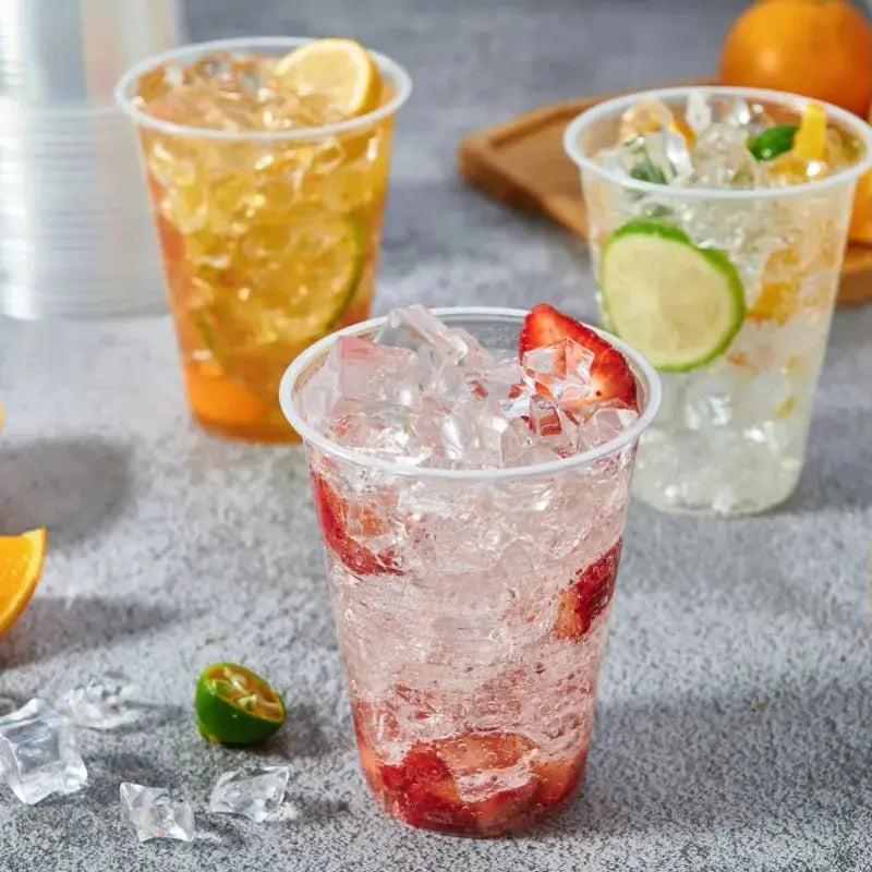 BrightCup Disposable Clear Plastic Cups 50 or 100 Pack Hygienic Outdoor Party Drinking Cups for Picnics and Events