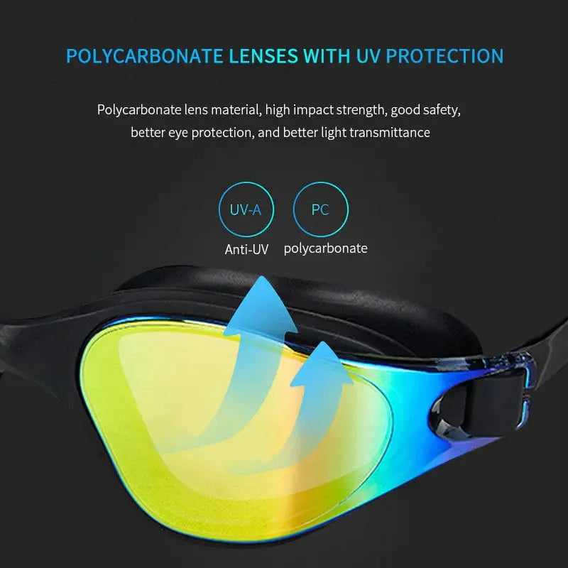 Unisex Adult Swimming Goggles Anti Fog Swim Glasses Adjustable Silicone Strap Waterproof Eyewear