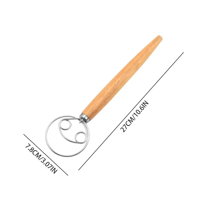 Danish Dough Whisk With Plastic Handle Dutch Style Bread Dough Mixing Tool For Kitchen Stainless Steel Wires