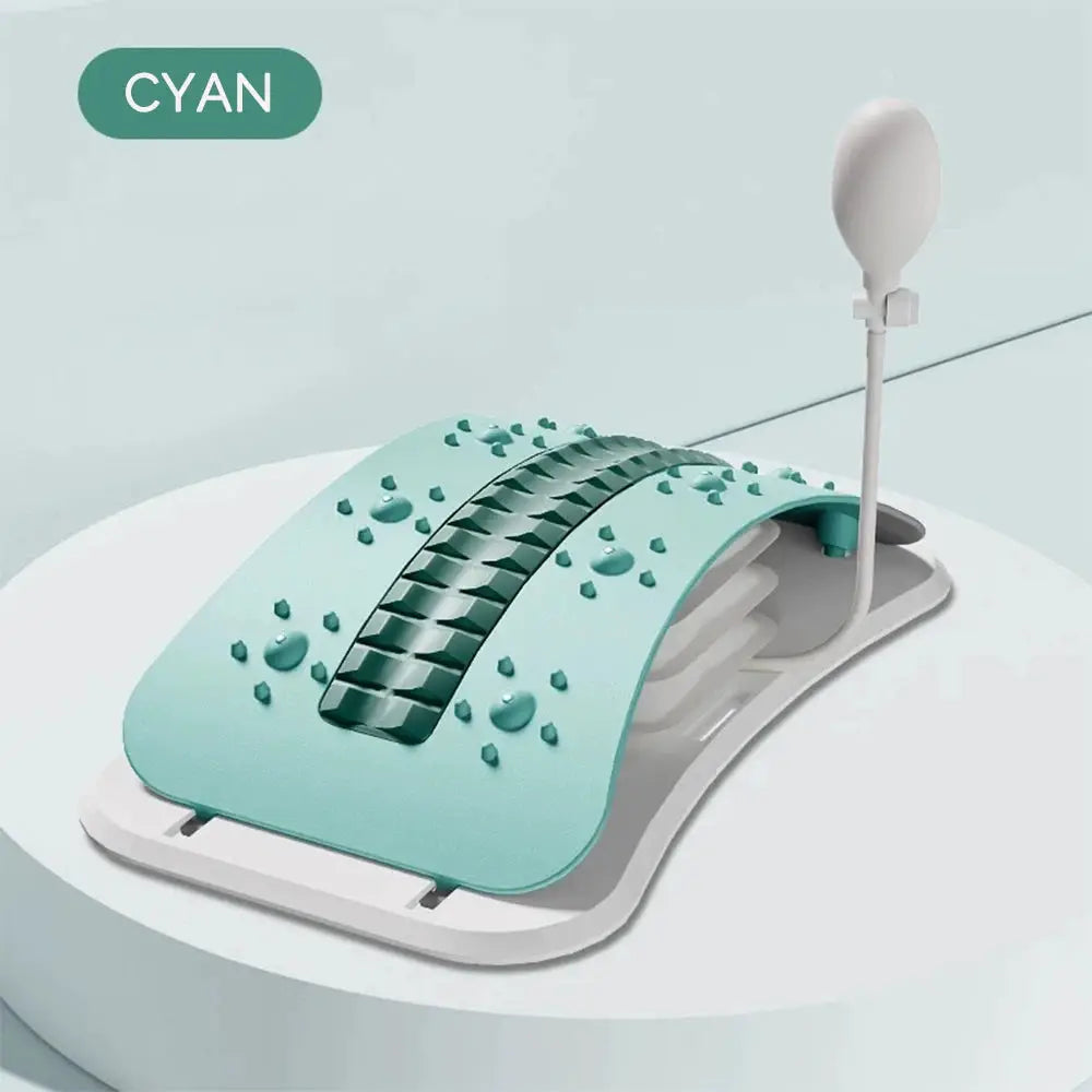 Foreverlily cyan adjustable back massager with airbag lumbar/neck support and hand pump, Simples Market