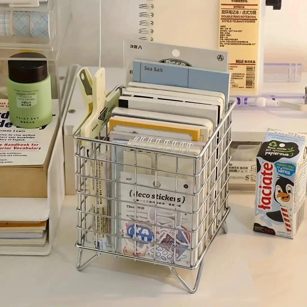 Metal Desk Storage Basket For Office Organization Durable Multi Functional Shelf Basket