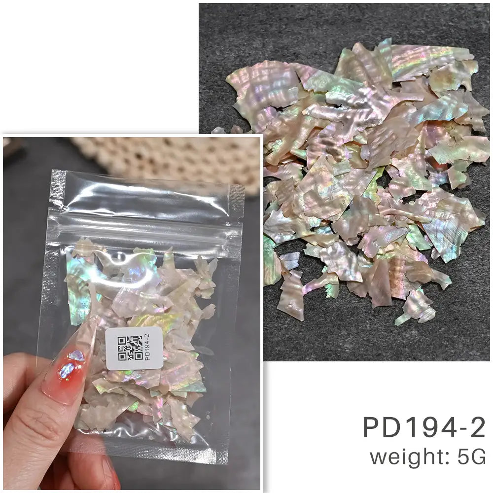 Aurora Abalone Shell Flakes Nail Charms 3D Irregular Slice Sequins Iridescent Natural Shell Shimmers For Nail Art