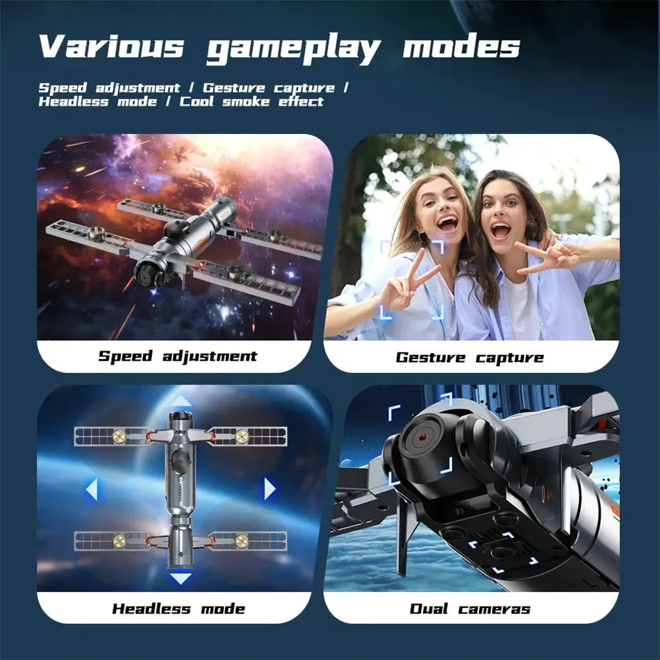 AE22 drone with infrared obstacle avoidance, optical flow positioning, brushless motor, and dual cameras.