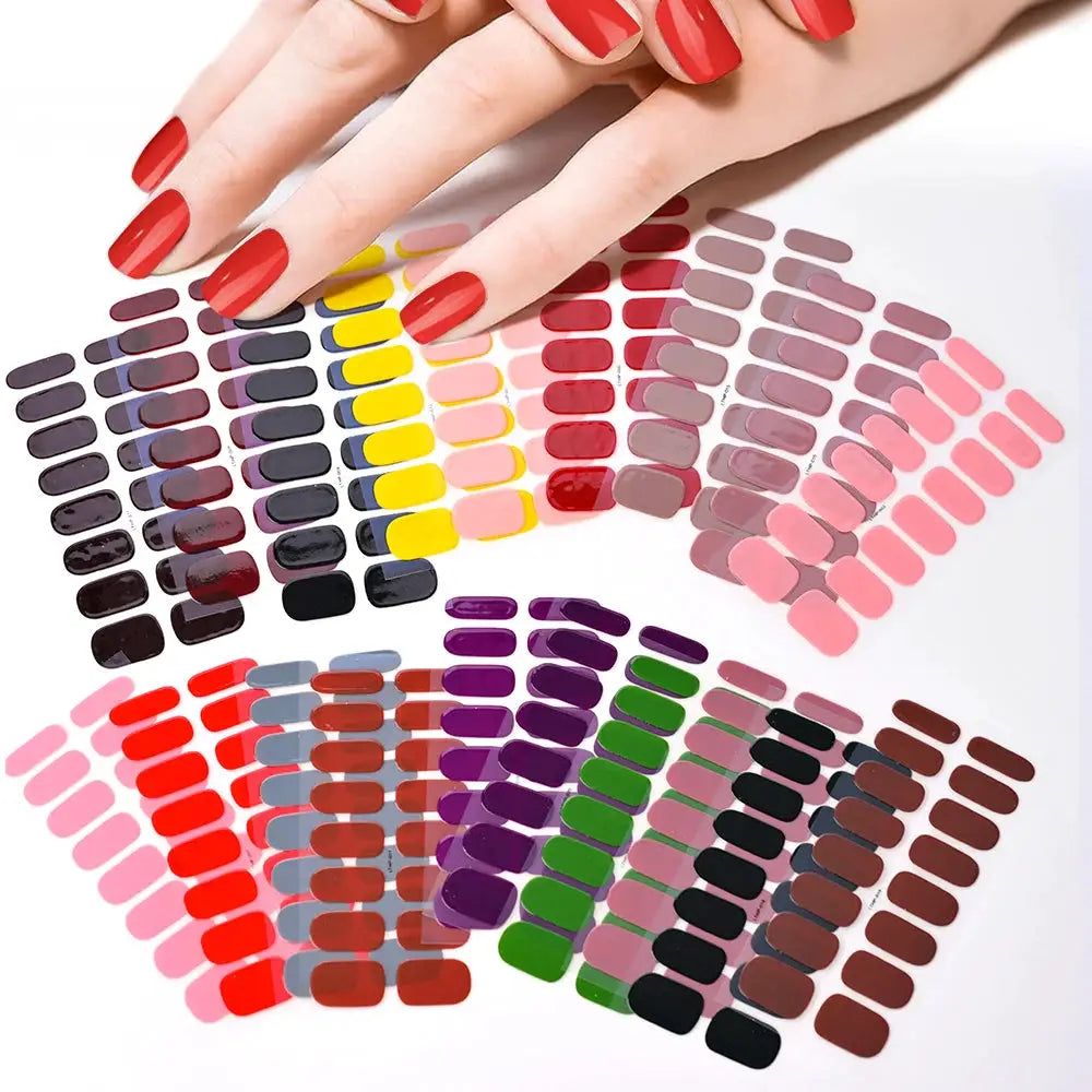 Simples Market semi-cured gel nail wraps; full-cover decals in an assorted color palette with adhesive backing