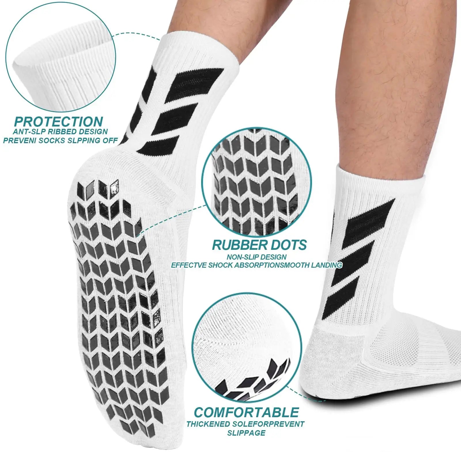 Mens Knee High Football Socks With Anti Slip Grip For Training Sports Yoga And Hospital Wear