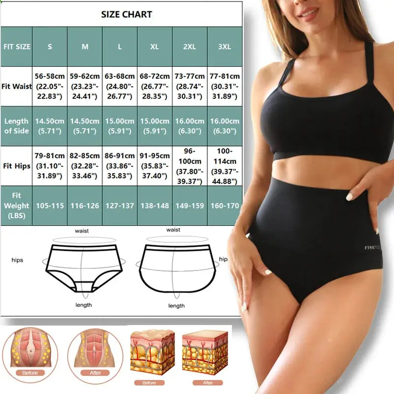 Large-size seamless high-waist shapewear briefs by Simples Market, black ice silk breathable underwear