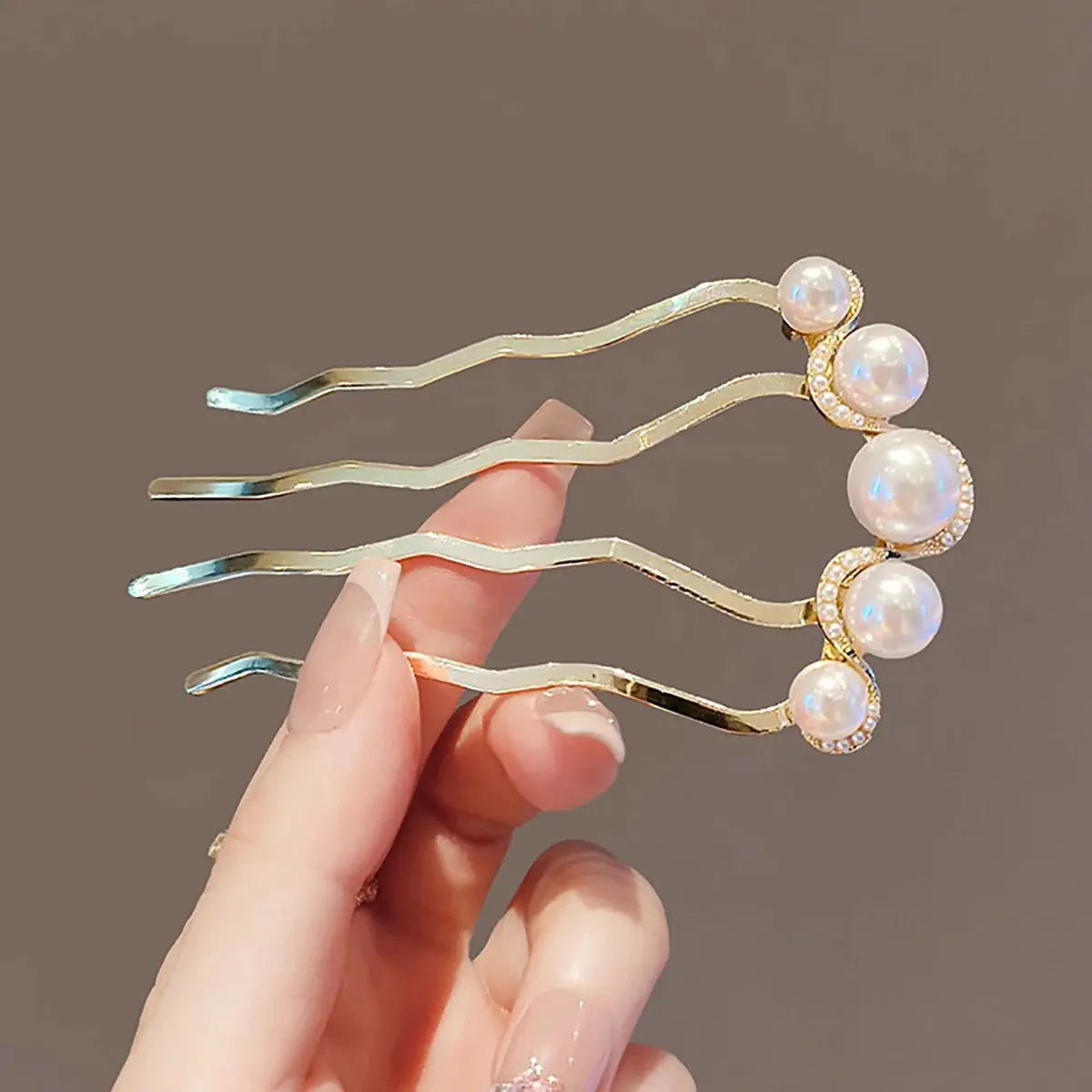 Metal U Shaped Hair Stick With Pearls For Women And Girls Easy Bun Maker Hair Accessory
