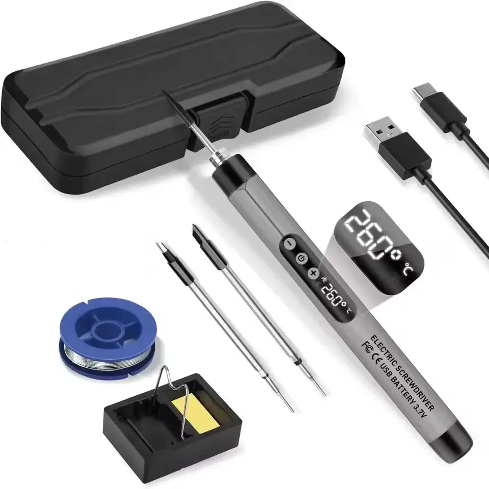 USB Soldering Iron Kit Mini Digital Adjustable Temperature Type C Interface Portable Welding Tool