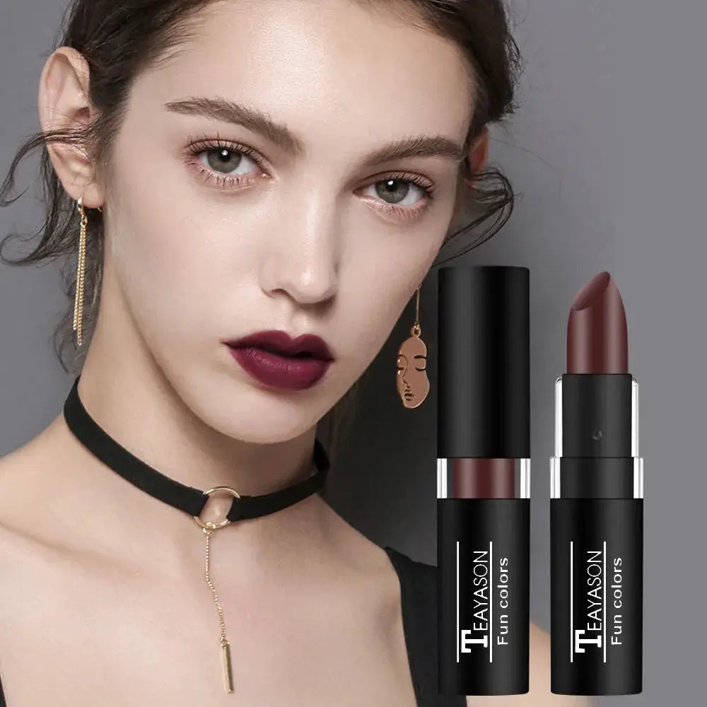 12 Color Matte Lipstick Set Waterproof Long Lasting Lip Color Red Black Blue Purple Green