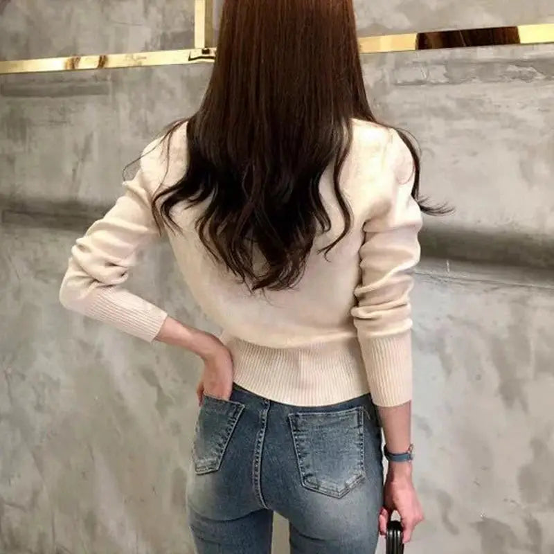 LuxeWeave Autumn Wool Cotton Blend Cardigan Coat For Women Slim Fit With Single Button Closure Knit