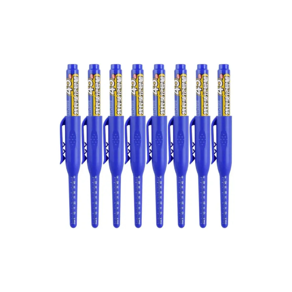 Deep-hole marker pen set, blue, 9-pack by Simples Market with long nib and pocket clip, waterproof for woodworking