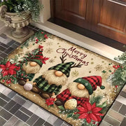 Merry Christmas Door Mat Flannel Carpet Absorbent Welcome Mat Machine Washable Non Slip Backing Decor
