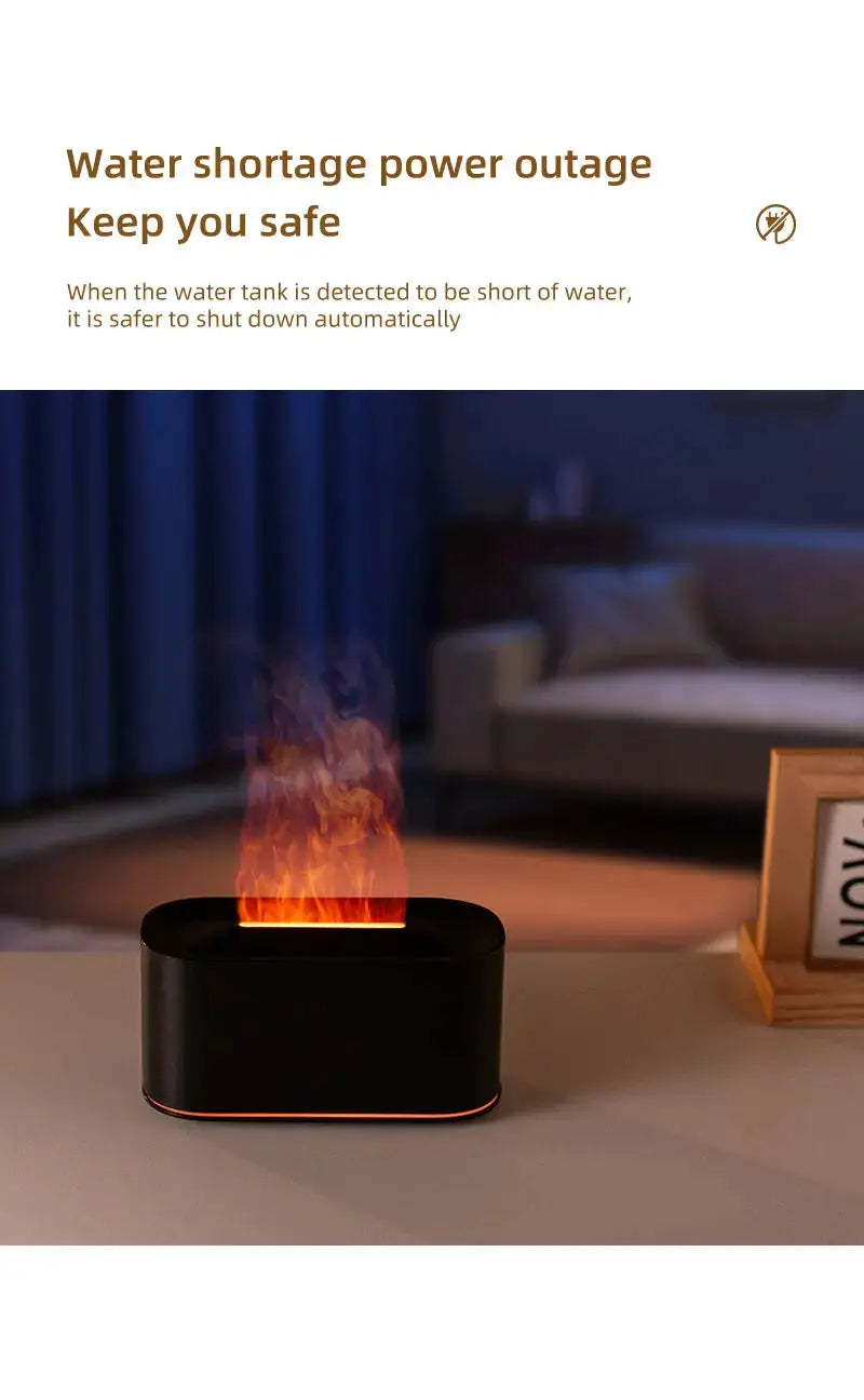 Flame Essential Oil Diffuser, Colorful Flame Diffuser Humidifier, 7 Colour Lights Noiseless Essential Oil Diffuser with Auto Off