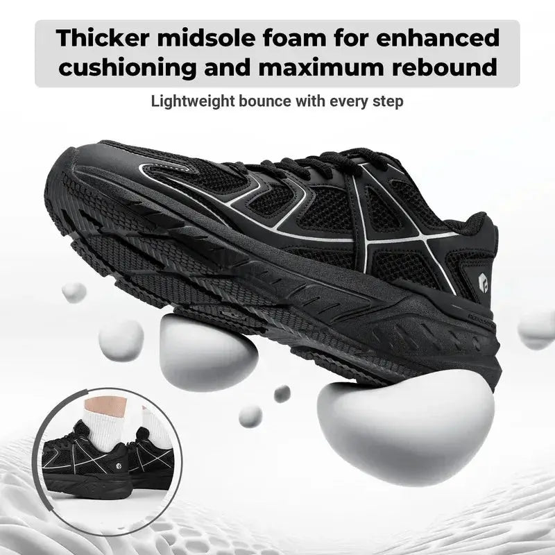 Fitville men's black walking shoe, Simples Market wide-width sneaker with thick cushioned midsole
