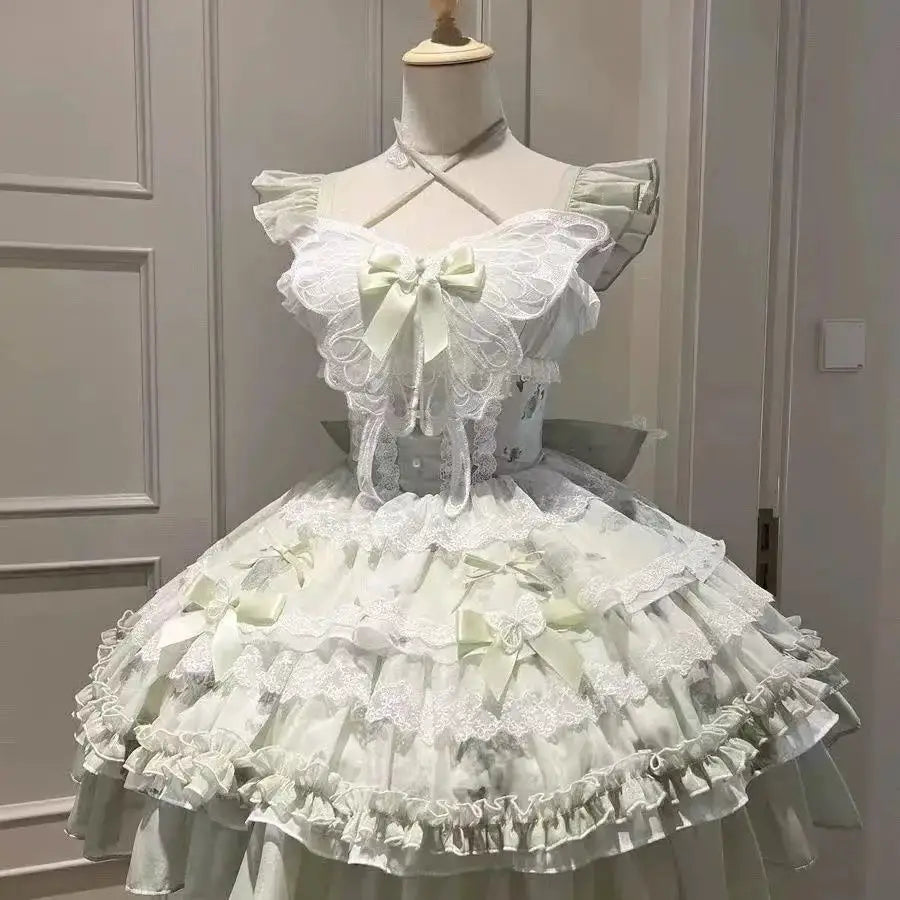 Gothic Y2K Sling Party Dress For Women Harajuku Retro Tulle Ruffles