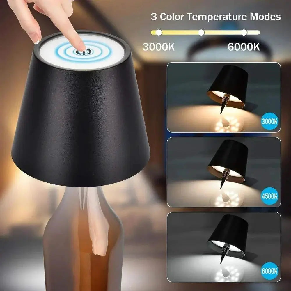 USB Charge Bottle Table Lamp With Touch Control Three Color Temperatures And Stepless Dimming For Wine Bottles And Desk