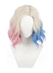Anime Enid Sinclair cosplay wig, ombre blonde-pink-blue, wavy shoulder-length prop wig for women.