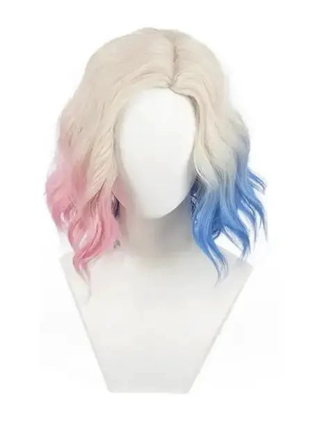 Anime Enid Sinclair cosplay wig, ombre blonde-pink-blue, wavy shoulder-length prop wig for women.