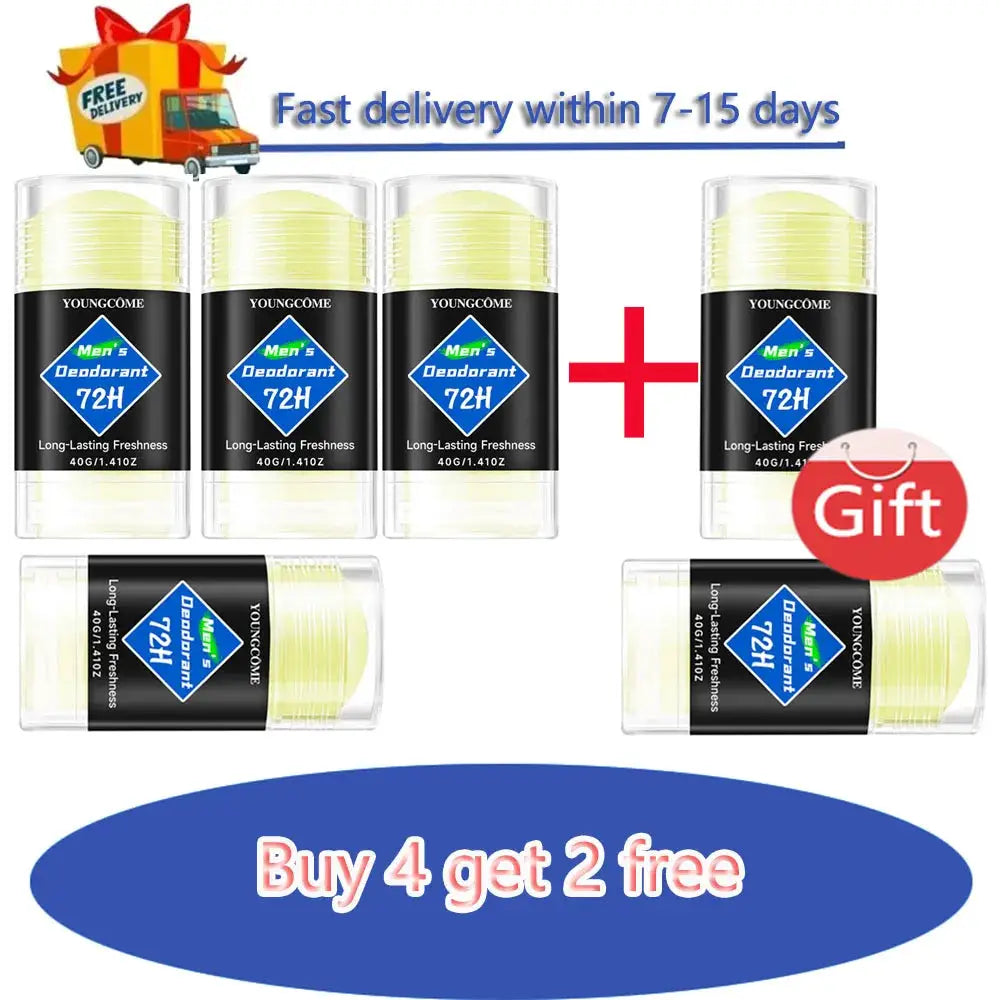 Simples Market Men’s Deodorant Sticks 6-pack, 72H long-lasting freshness, underarm odor protection, Youngcome label