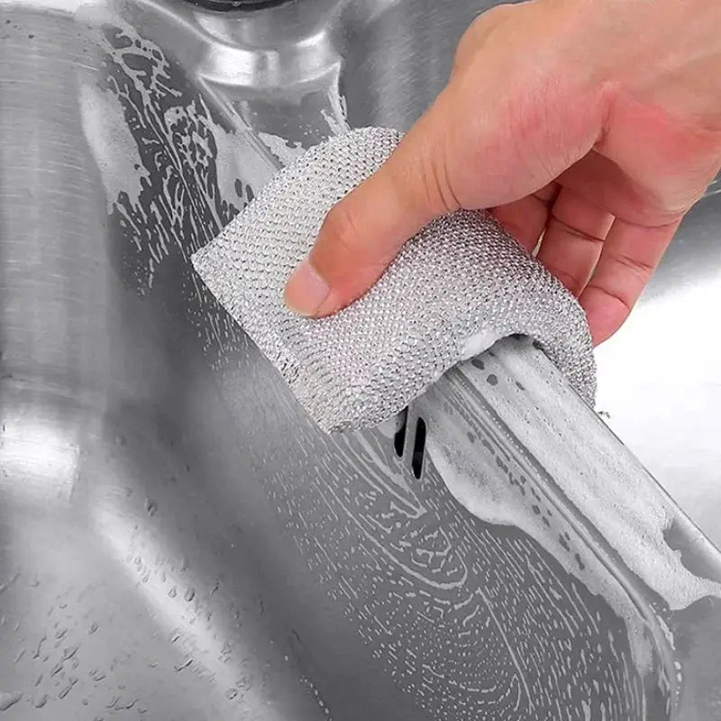 Simples Market 4-pack kitchen dishwashing sponge scrubber, scratch-free stainless steel mesh pad