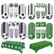 Soccer Theme Disposable Tableware Set Plates Cups Napkins Tablecloth