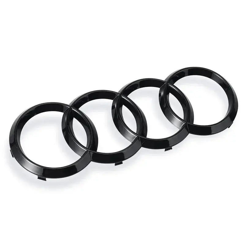 Set of four black Audi four-ring emblem rings for front grille and trunk badge