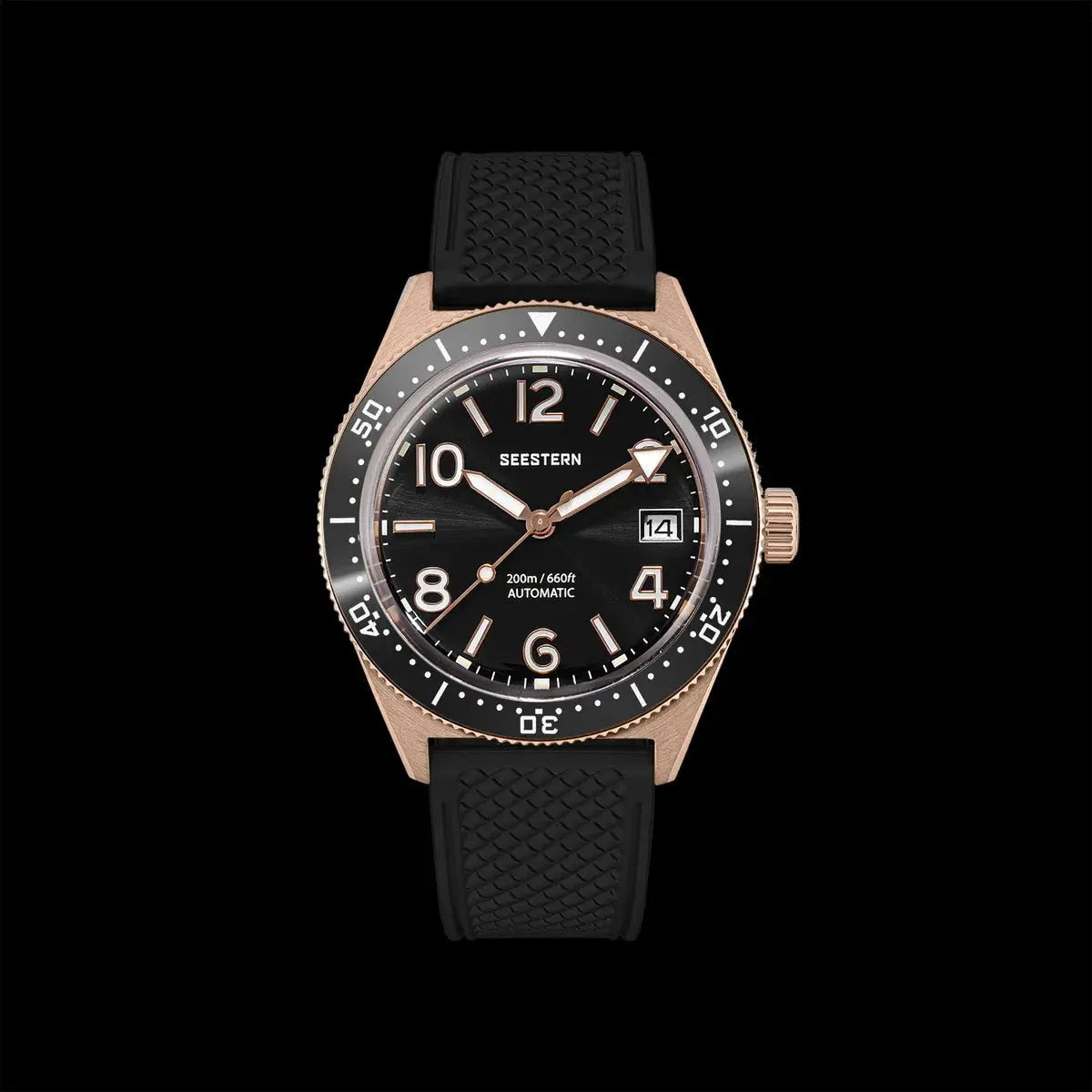Seestern diver watch, rose-gold case, black dial