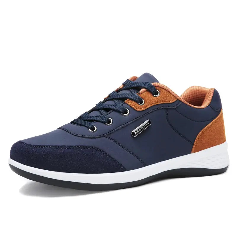 YRZL Men Waterproof Walking Sneakers Leather Non Slip Sports Shoes for Spring Autumn Outdoor Wear