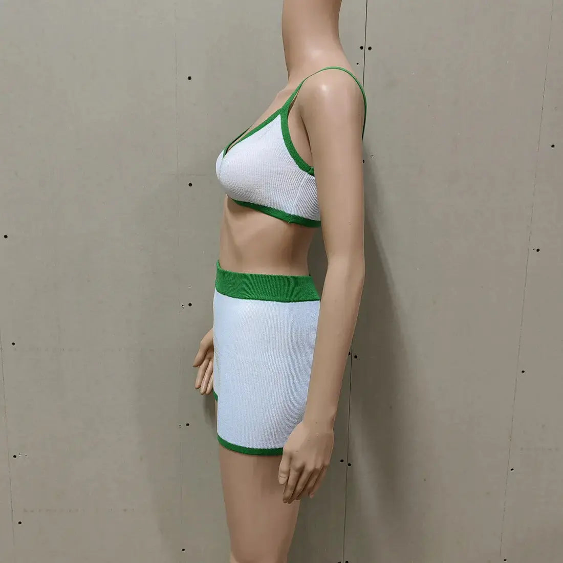 Tossy Summer Contrast Knit Halter Top And Short Trousers Set Y2K Women