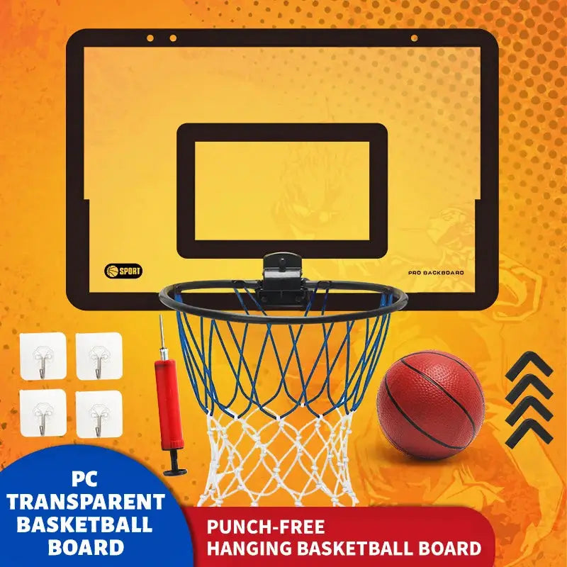 Children's Wall Mounted Silent Nonporous Foldable Basketball Stand For Indoor And Outdoor Use With Basketball