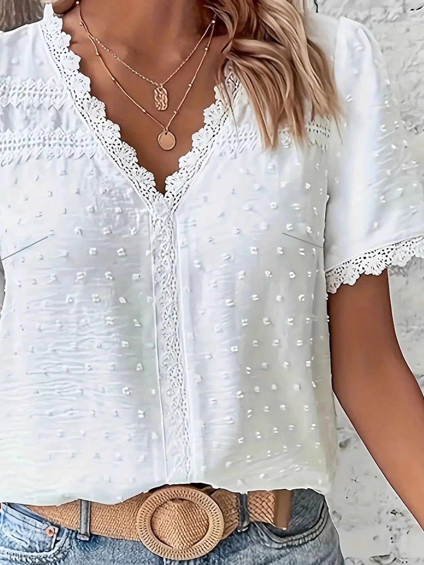 LuxeWear Women Plus Size Loose Fit Shirt Breathable Polyester Tatting Weave For All Day Comfort