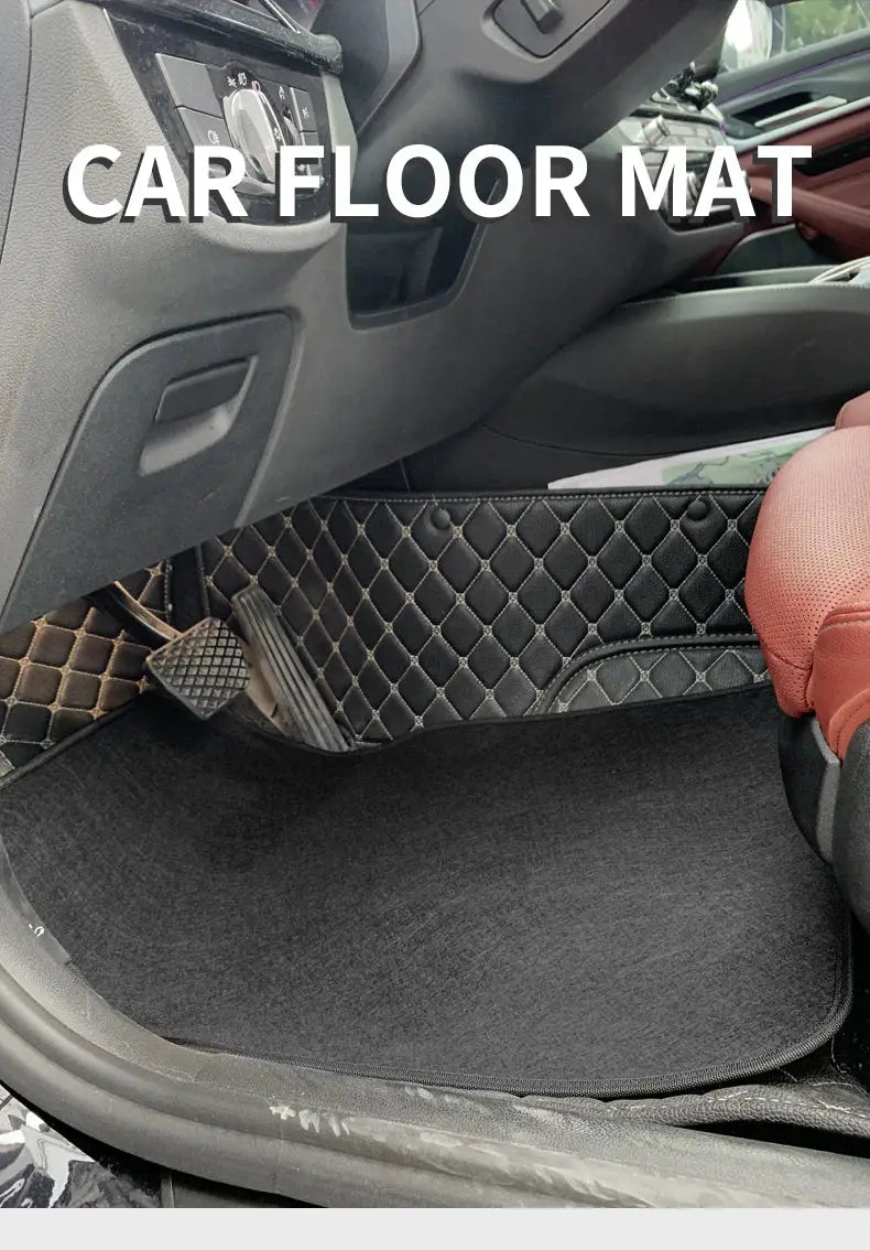 Car floor mat set by Simples Market; front & rear black quilted carpet mats for SUVs, sedans, vans.