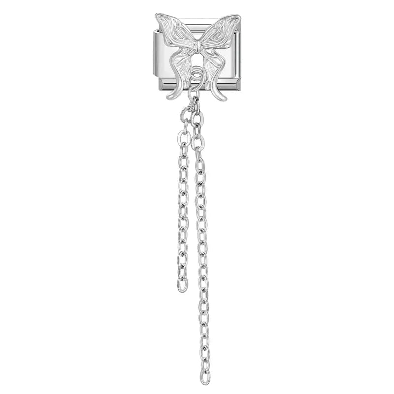 Zircon Moon Cherry Bow Knot Butterfly Heart Star Italian Charm Links For 9mm Bracelet Stainless Steel DIY Jewelry Gifts