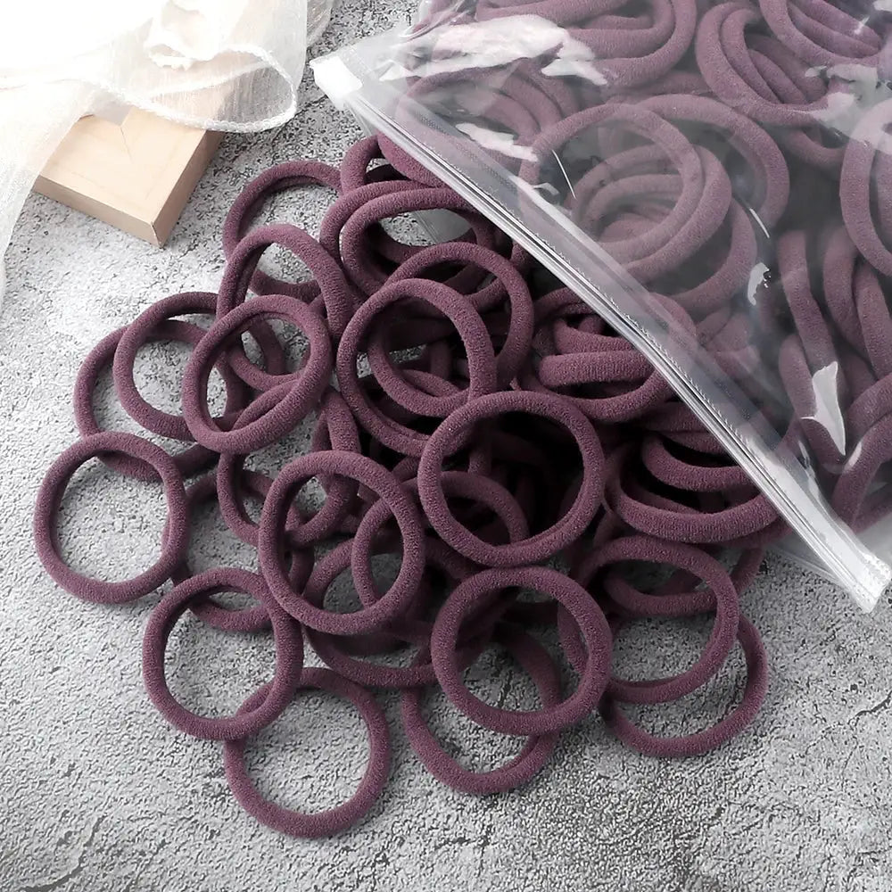 NovaHair 50 Pcs Mixed Colors Hair Bands 4 Cm Elastic Hair Ties Ponytail Holders Gentle Hold For Everyday Ponytails