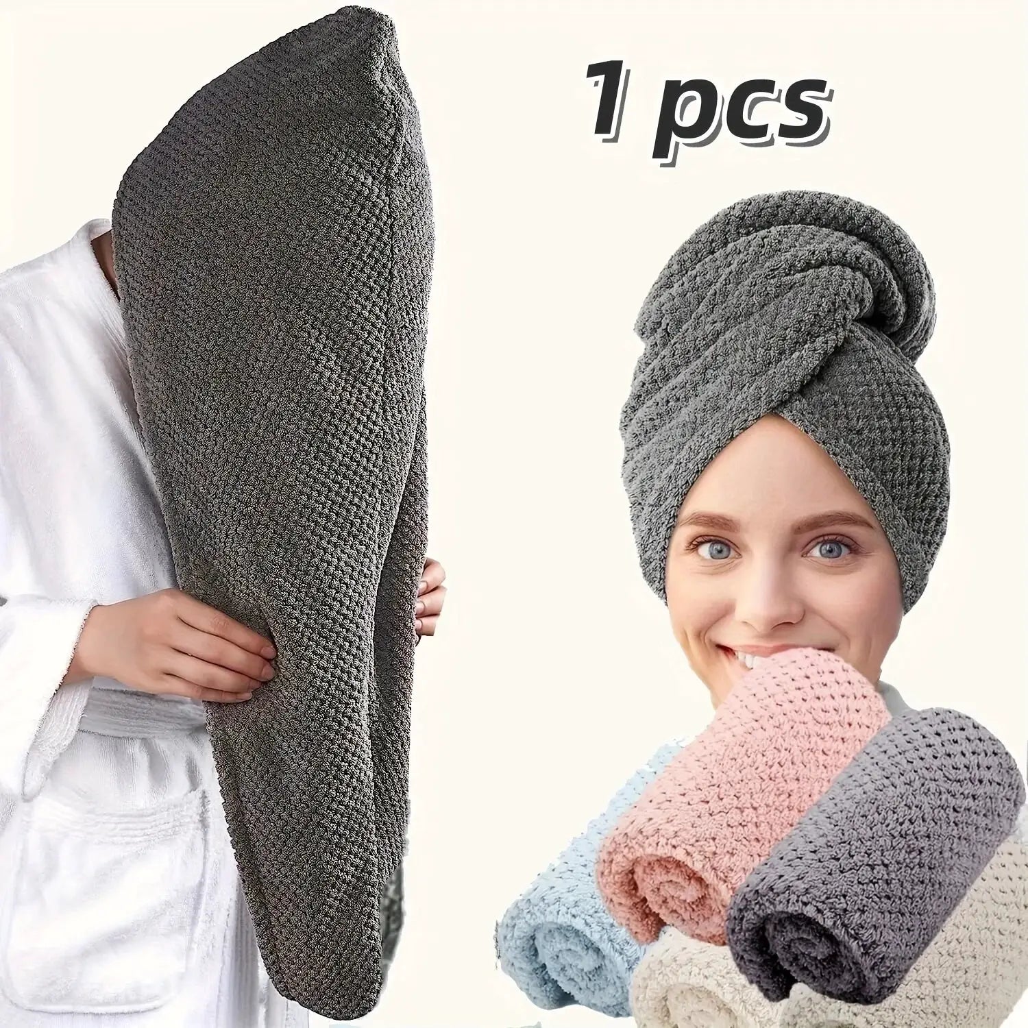 SilkNest Textured Dry Hair Cap Towel Wrap Absorbent Polyester And Polyamide Quick Dry For Secure Coverage