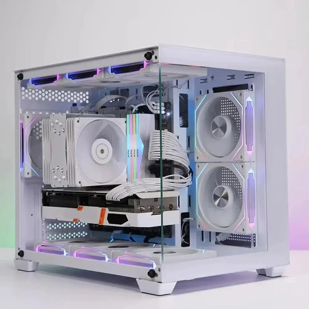 LDPCSJ Prism 4RS 120mm ARGB PC case fans, white, Infinity Mirror design with motherboard sync PWM