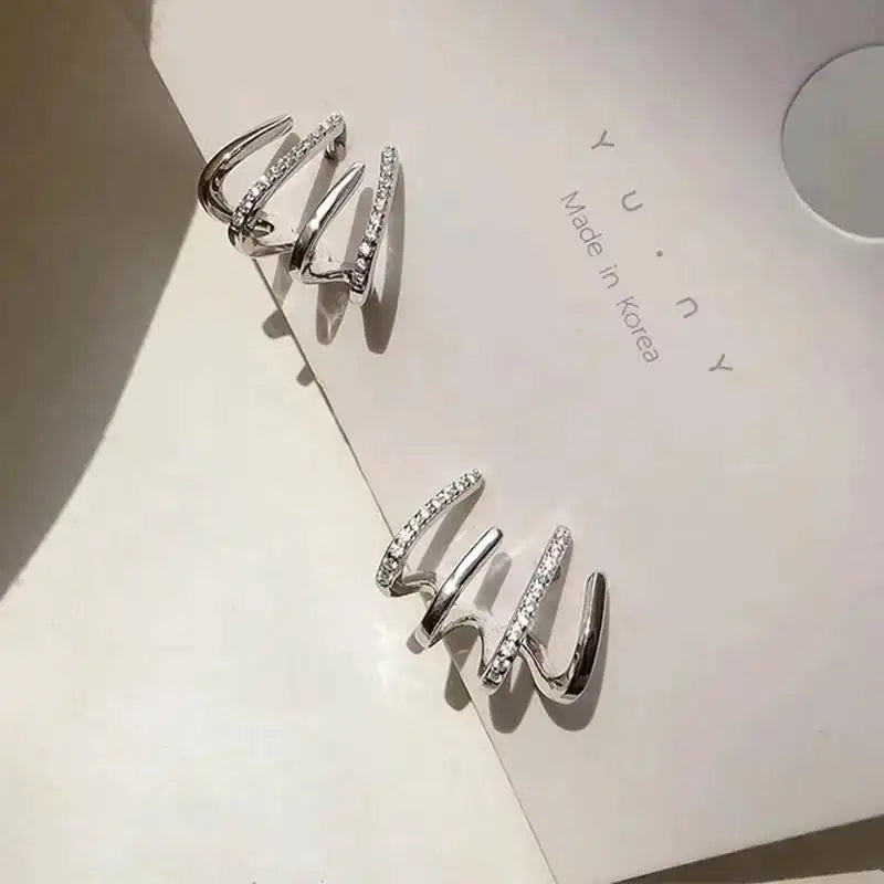 925 Silver Needle Heart Earrings For Women Korean Fashion Crystal Jewelry 2026 Trending Luxury Hoop Earrings