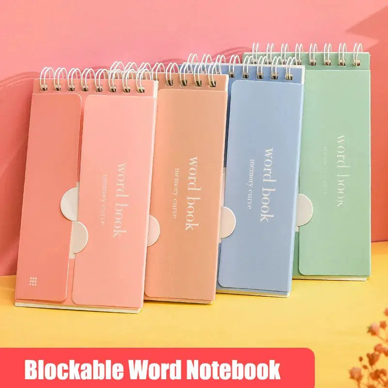 Word book notebooks set of 5 in pastel colors with spiral bindings