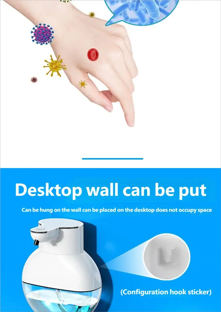 Homefish automatic soap dispenser by Simples Market; white wall-mounted foam soap dispenser with large capacity