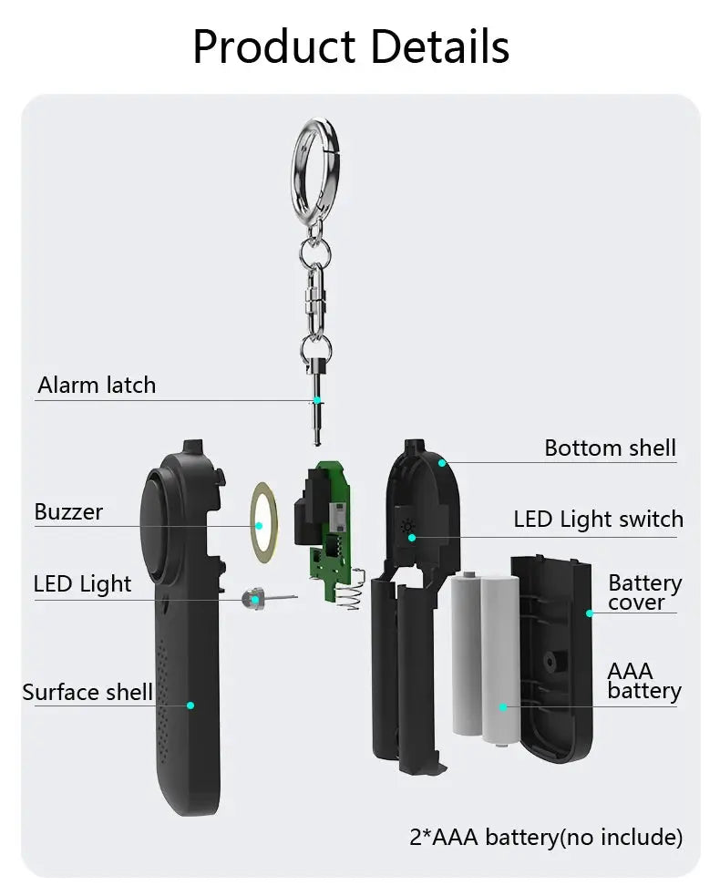 Simples Market 130db Protect Alert personal defense siren handheld panic alarm with LED light
