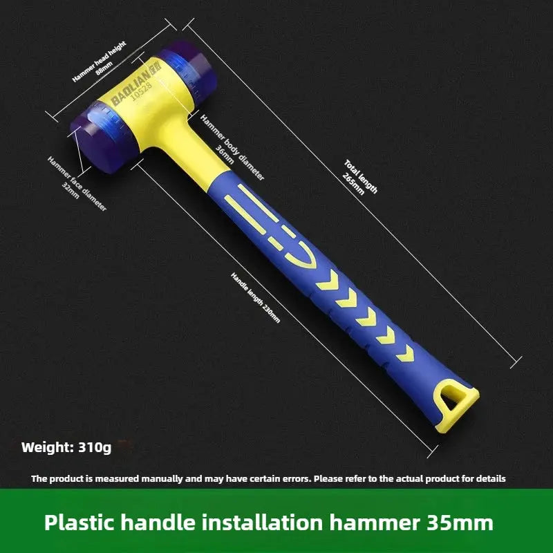 Double Headed Installation Hammer With Rubber Handle 25mm To 45mm Head Detachable Insulated Tool For Doors And Windows